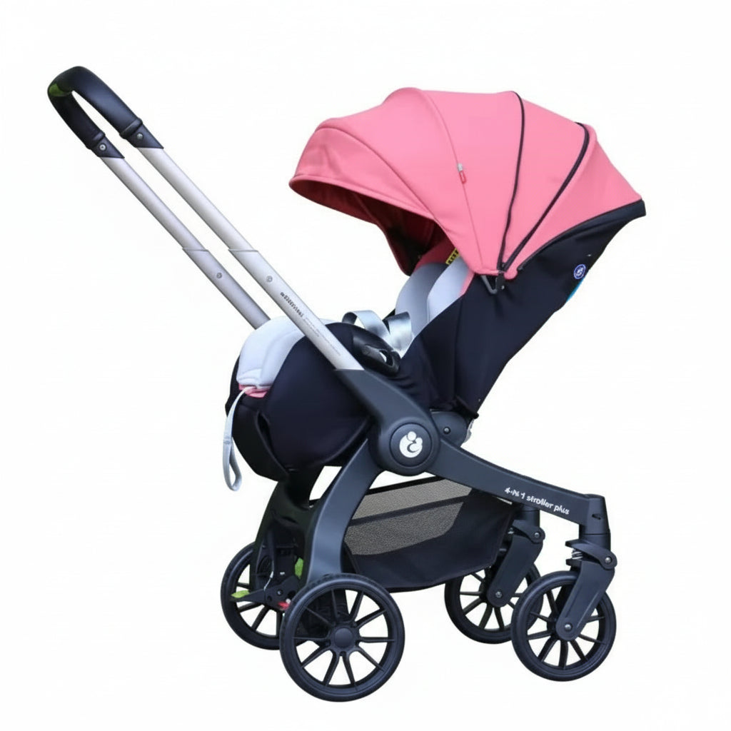 Poussette pliable quatre roues – plusieurs coloris