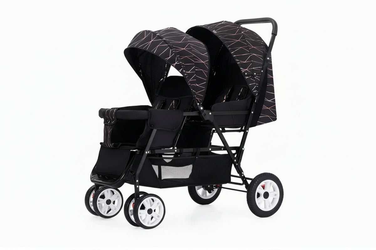 Poussette double siège tandem pliable – stock EU