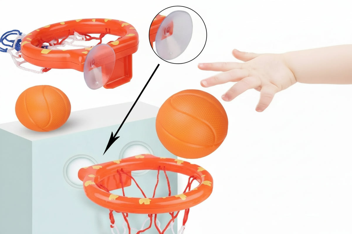 Panier de basket bain 4 pièces – jeu douche enfant