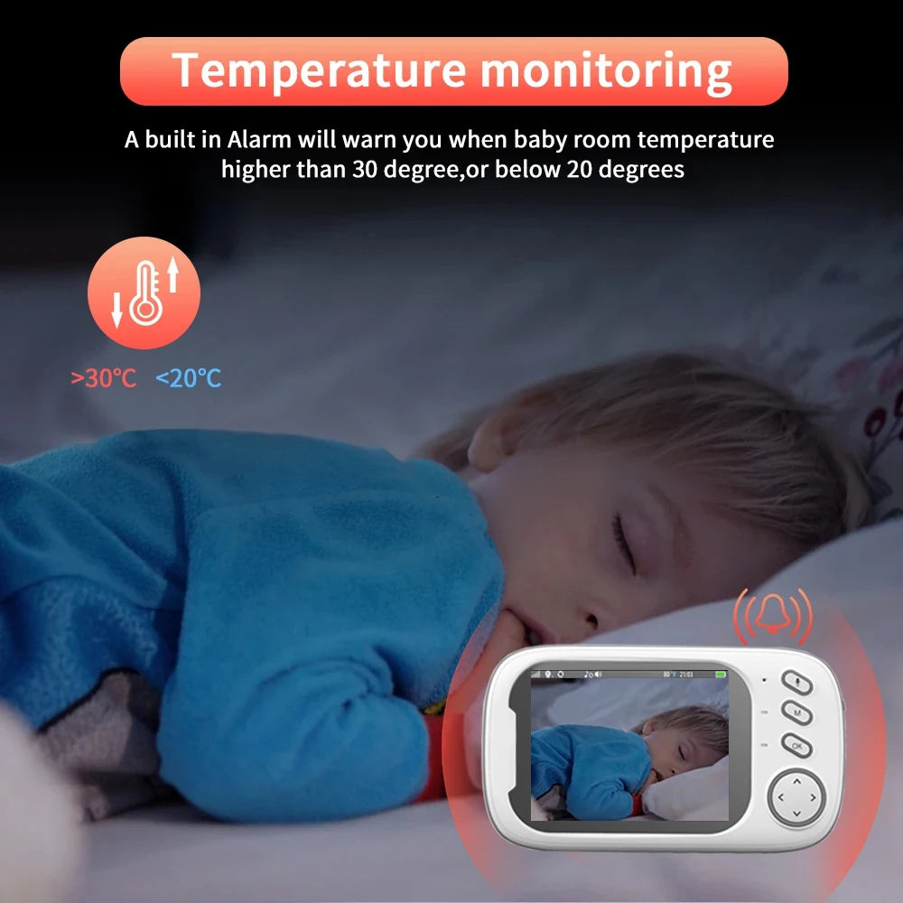 Babyphone vidéo 3,5" sans fil vision nocturne température