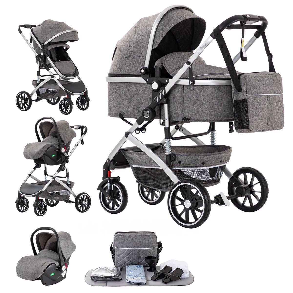 Poussette 3-en-1 système voyage avec siège auto