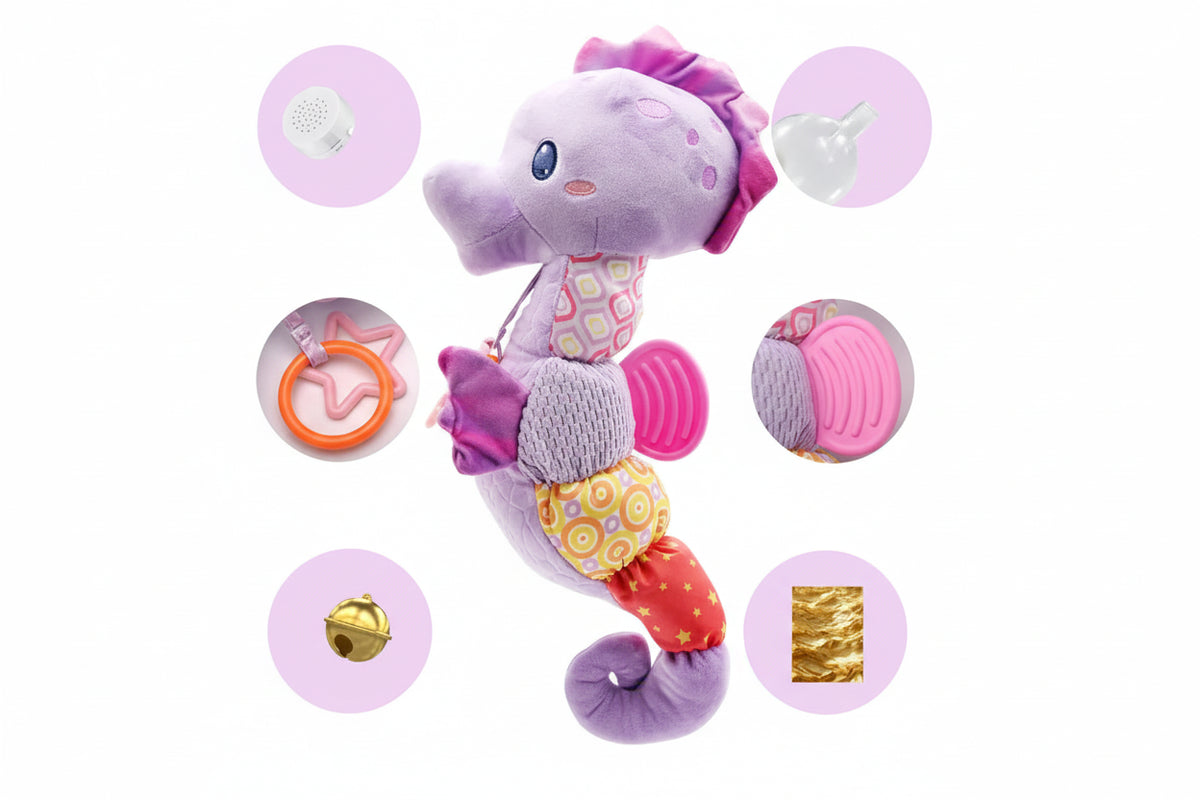 Hochet musical hippocampe doux – jouet naissance