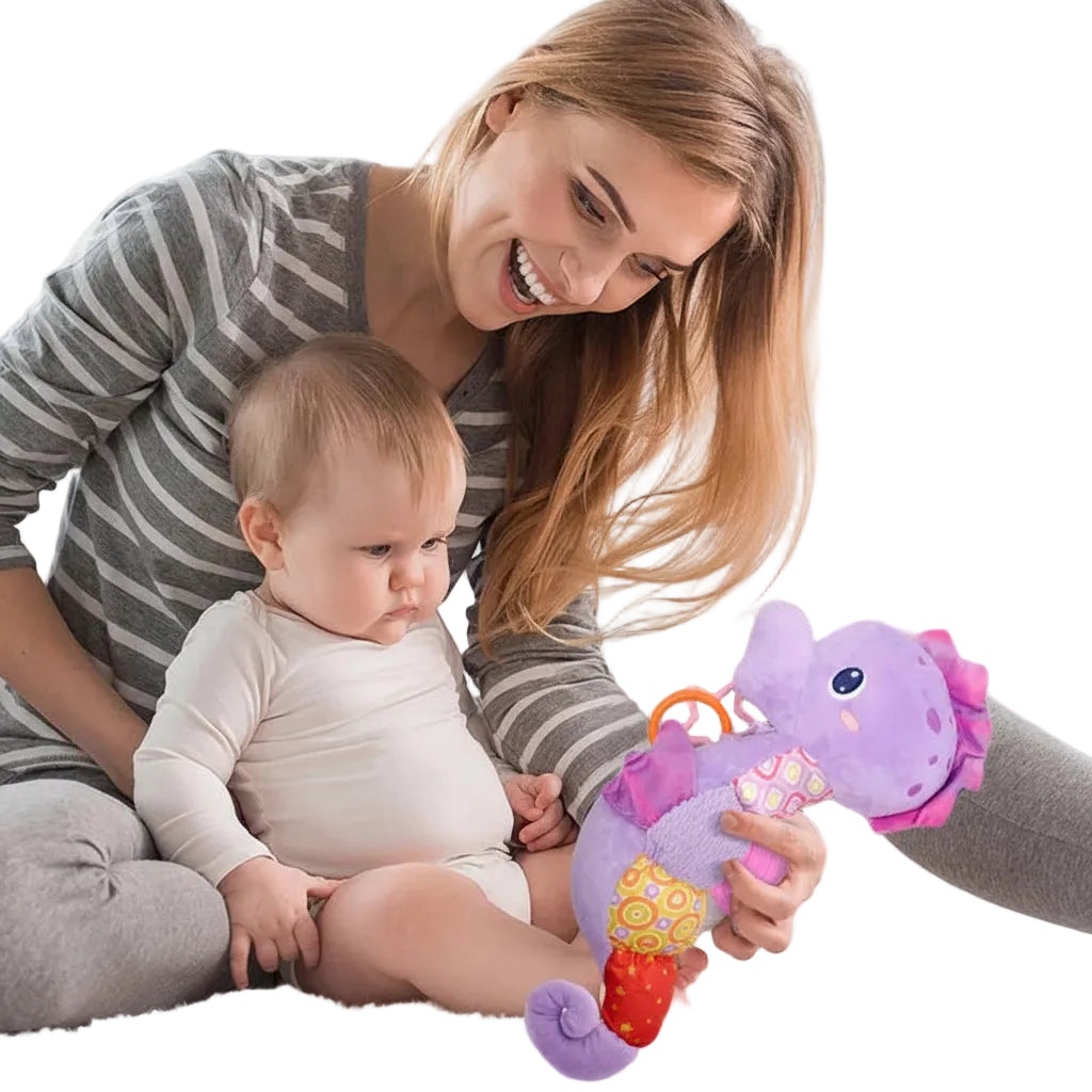 Hochet musical hippocampe doux – jouet naissance