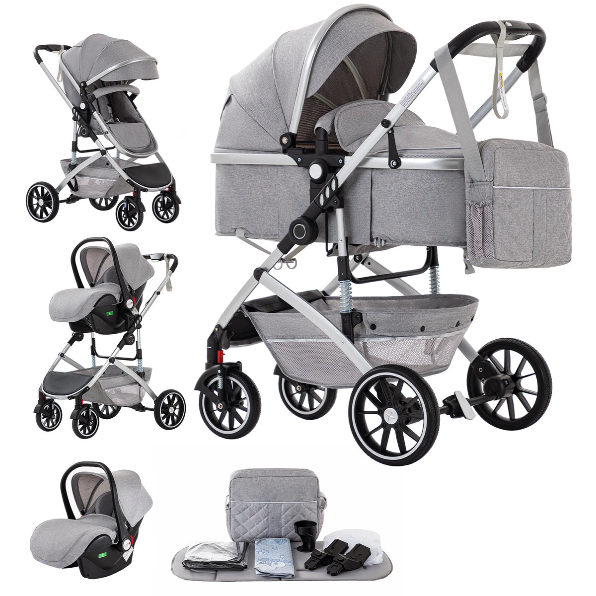 Poussette 3-en-1 système voyage avec siège auto