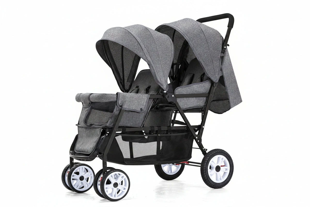 Poussette double siège tandem pliable – stock EU