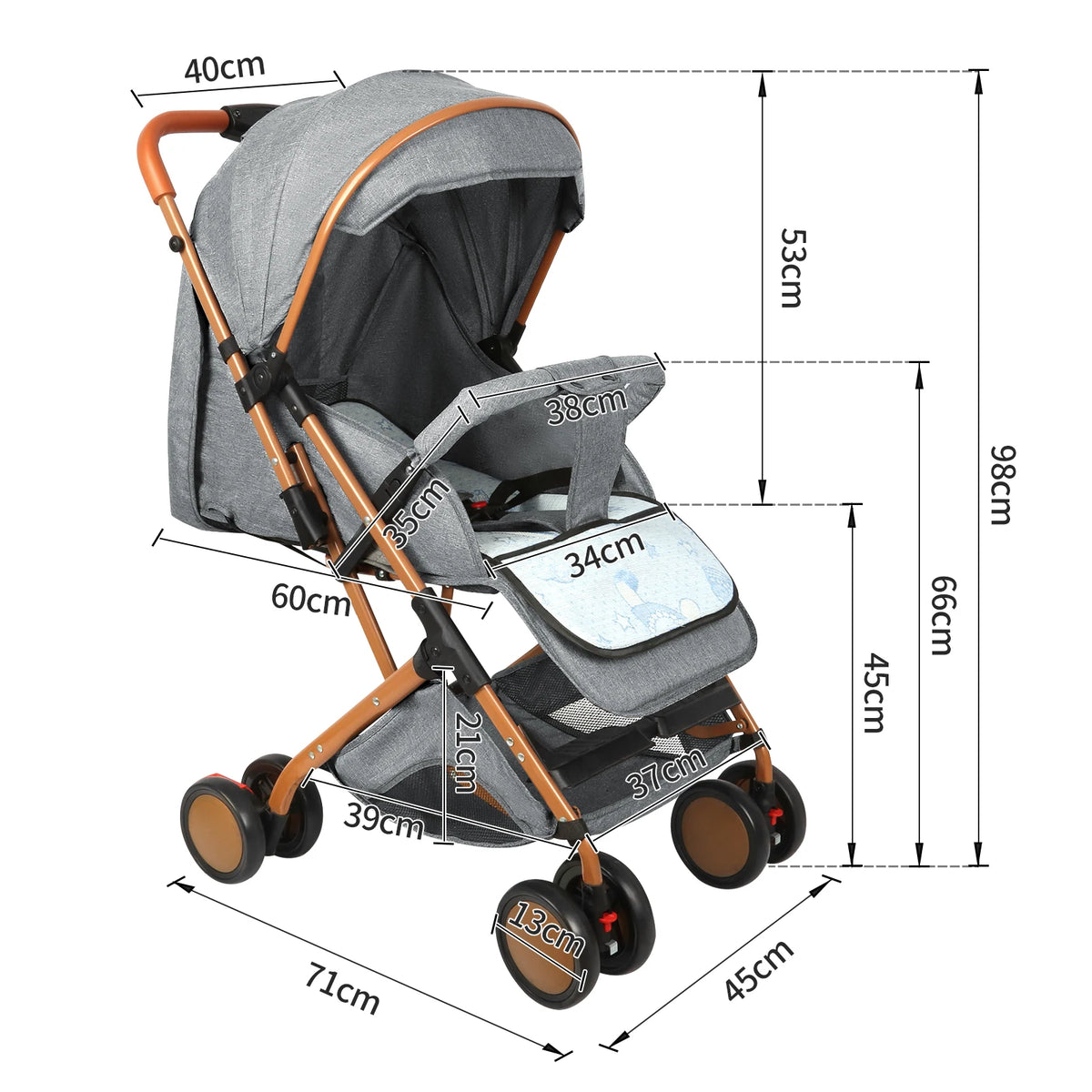 Poussette trolley 20kg 4 roues avec moustiquaire
