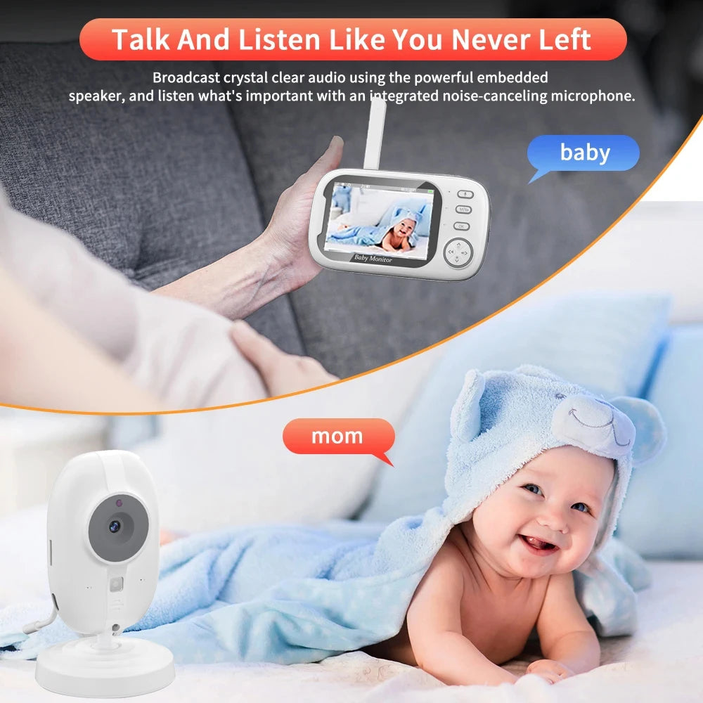 Babyphone vidéo 3,5" sans fil vision nocturne température