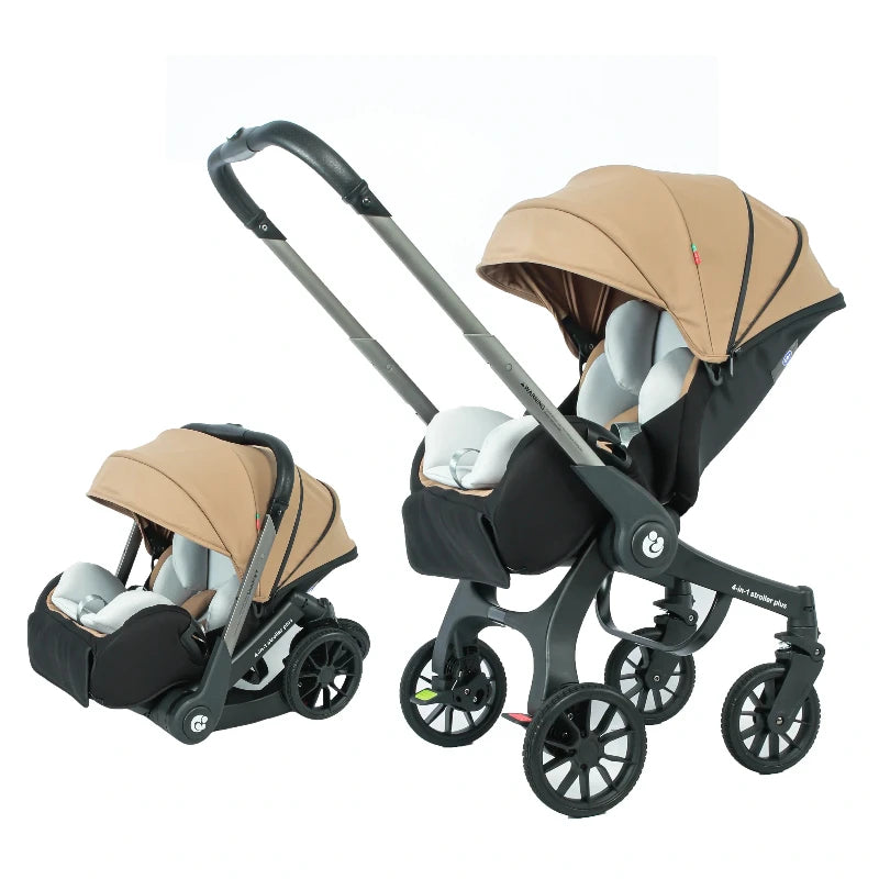 Poussette pliable quatre roues – plusieurs coloris