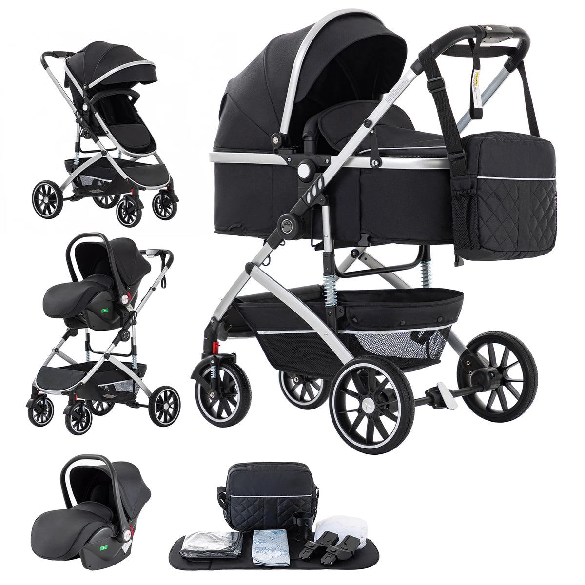Poussette 3-en-1 système voyage avec siège auto