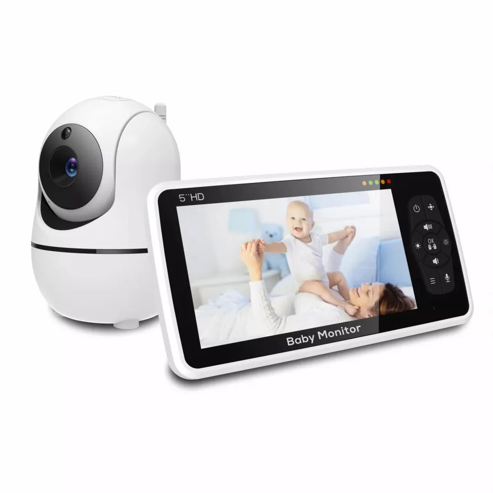 Babyphone vidéo 5" zoom 4x – 22h autonomie berceuse
