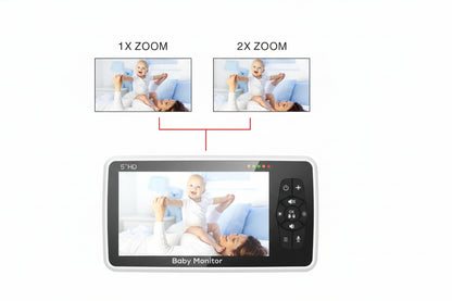 Babyphone vidéo 5" zoom 4x – 22h autonomie berceuse