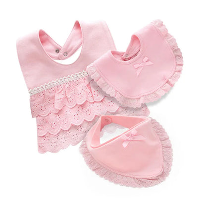 Bavoir dentelle coton 100% – nœud princesse 0-2 ans