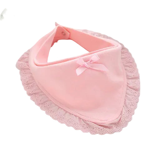Bavoir dentelle coton 100% – nœud princesse 0-2 ans