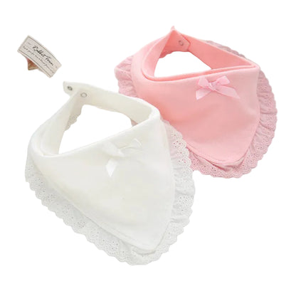 Bavoir dentelle coton 100% – nœud princesse 0-2 ans