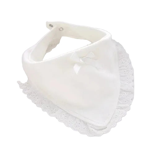 Bavoir dentelle coton 100% – nœud princesse 0-2 ans
