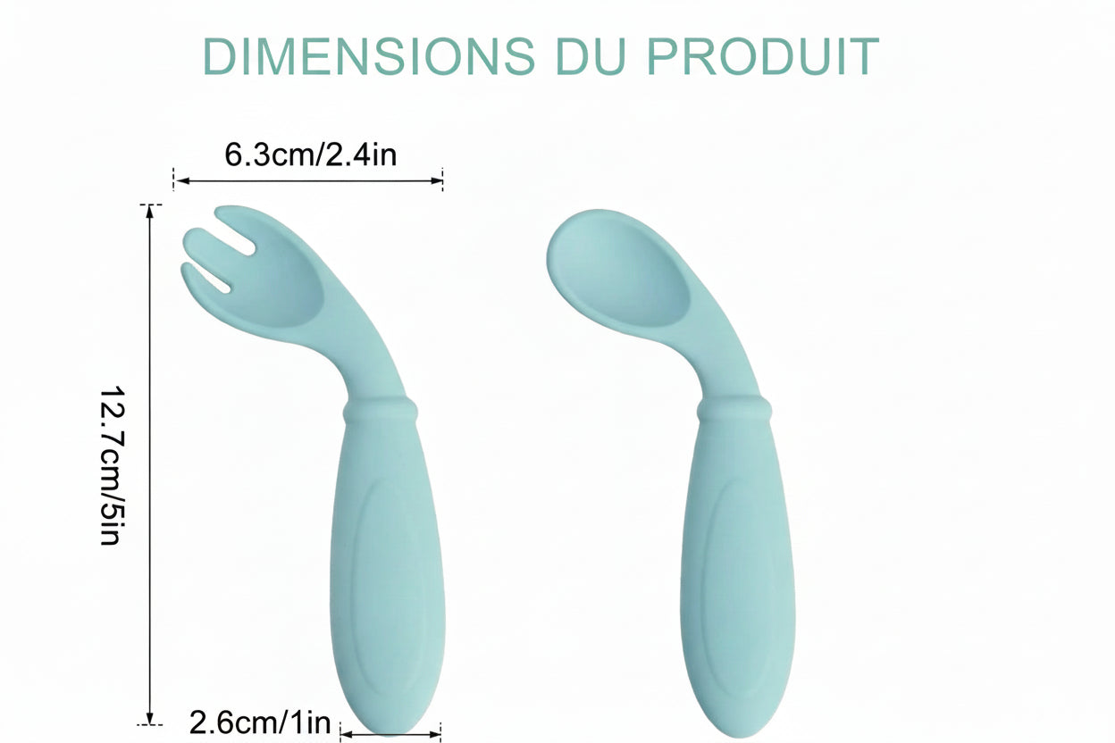 Set cuillère fourchette silicone BPA-free dès 6 mois