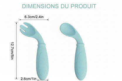 Set cuillère fourchette silicone BPA-free dès 6 mois