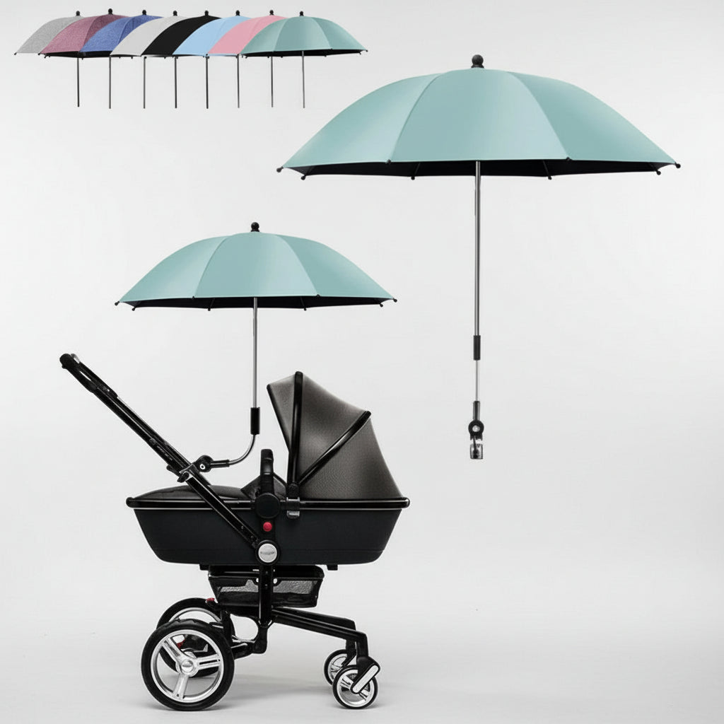 Parasol poussette universel anti-UV et pluie avec pince