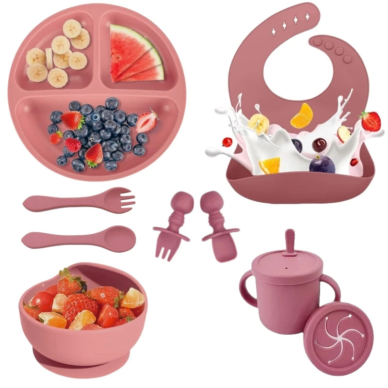 Set repas bébé en silicone – pratique et sûr