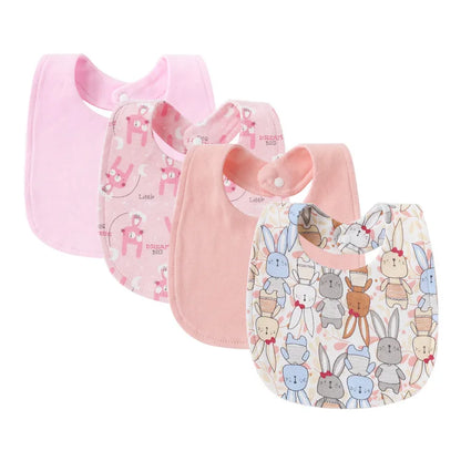 Set 4 bavoirs coton cartoon – serviettes salive bébé