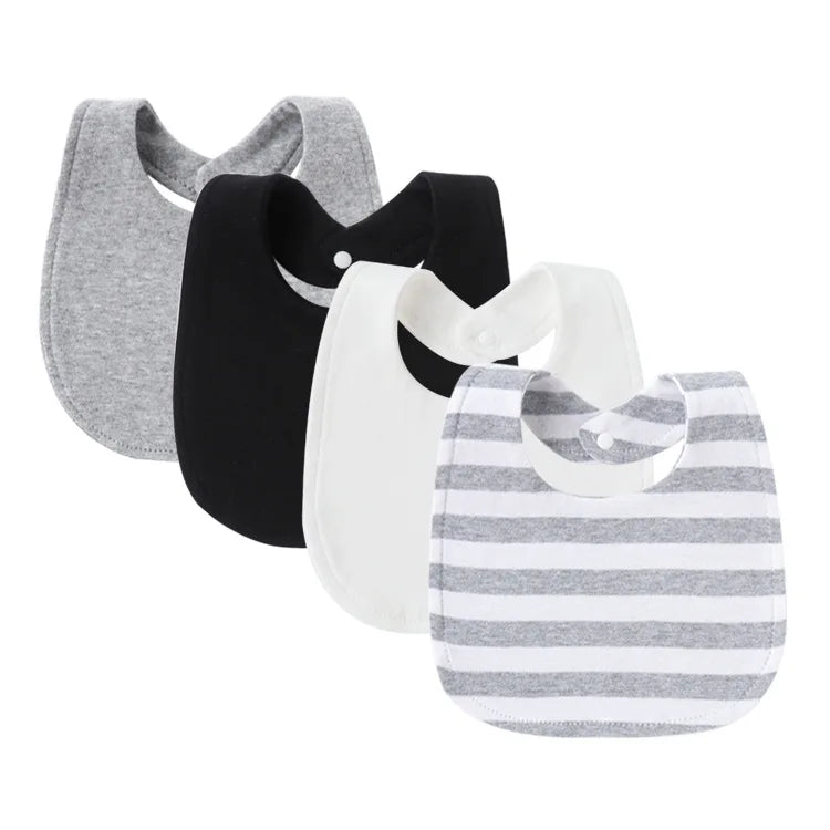 Set 4 bavoirs coton cartoon – serviettes salive bébé