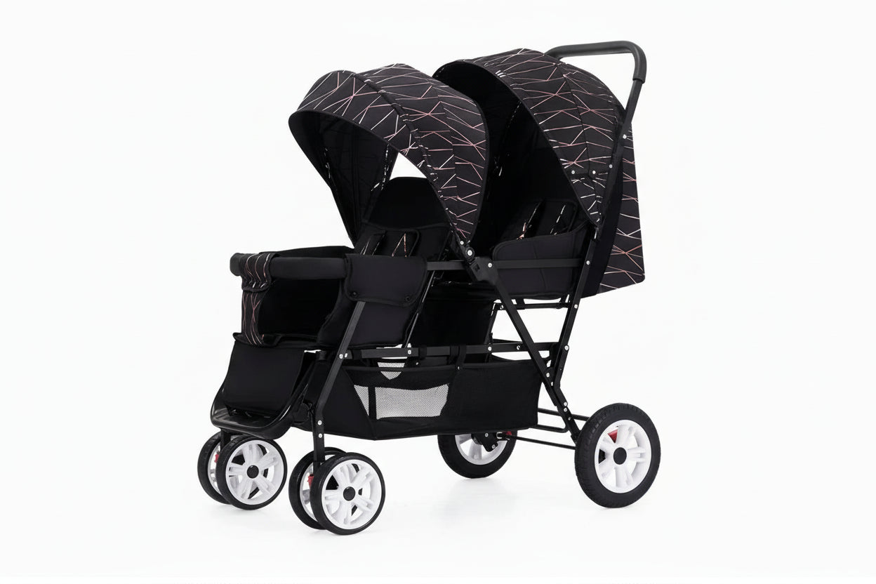 Poussette double siège tandem pliable – stock EU