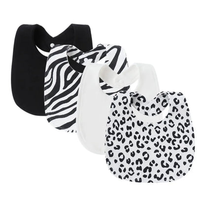 Set 4 bavoirs coton cartoon – serviettes salive bébé