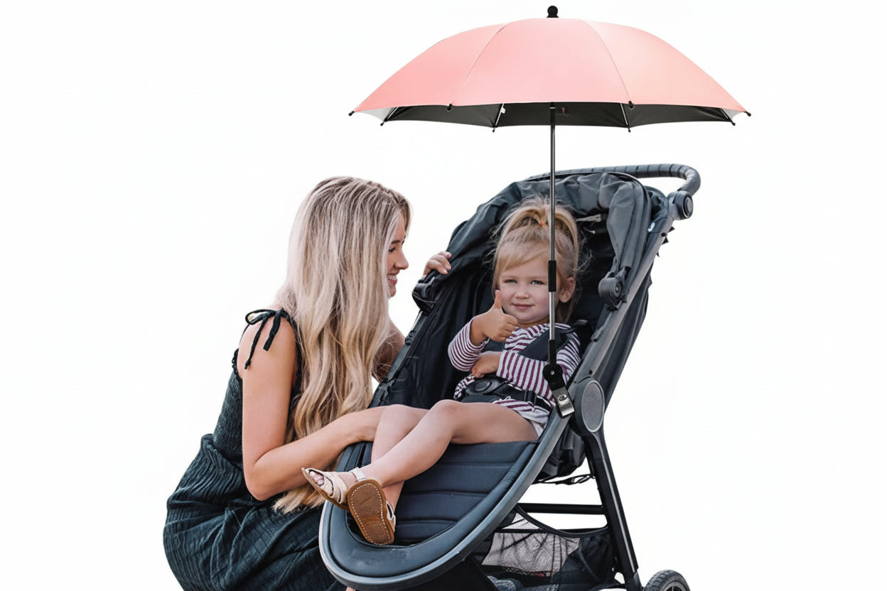 Parasol poussette universel anti-UV et pluie avec pince