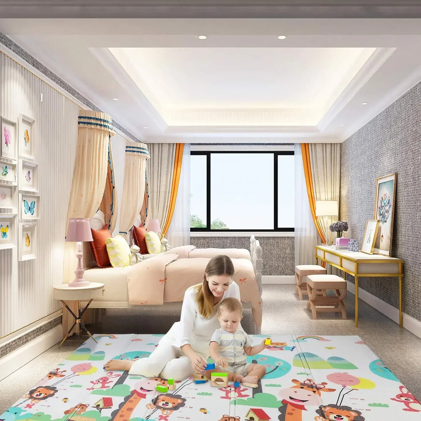 Tapis de jeu bébé pliable et antidérapant