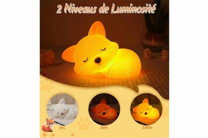 Veilleuse renard silicone souple rechargeable – allaitement
