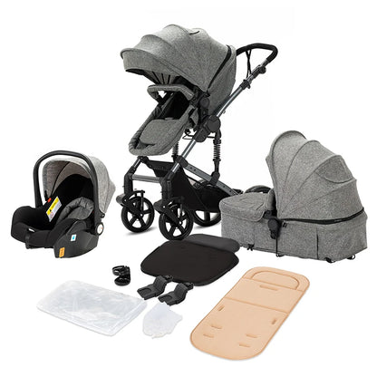 Poussette 3-en-1 roues EVA dossier ajustable 135-180°
