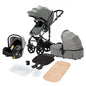 Poussette 3-en-1 roues EVA dossier ajustable 135-180°