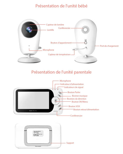 Babyphone vidéo avec vision nocturne
