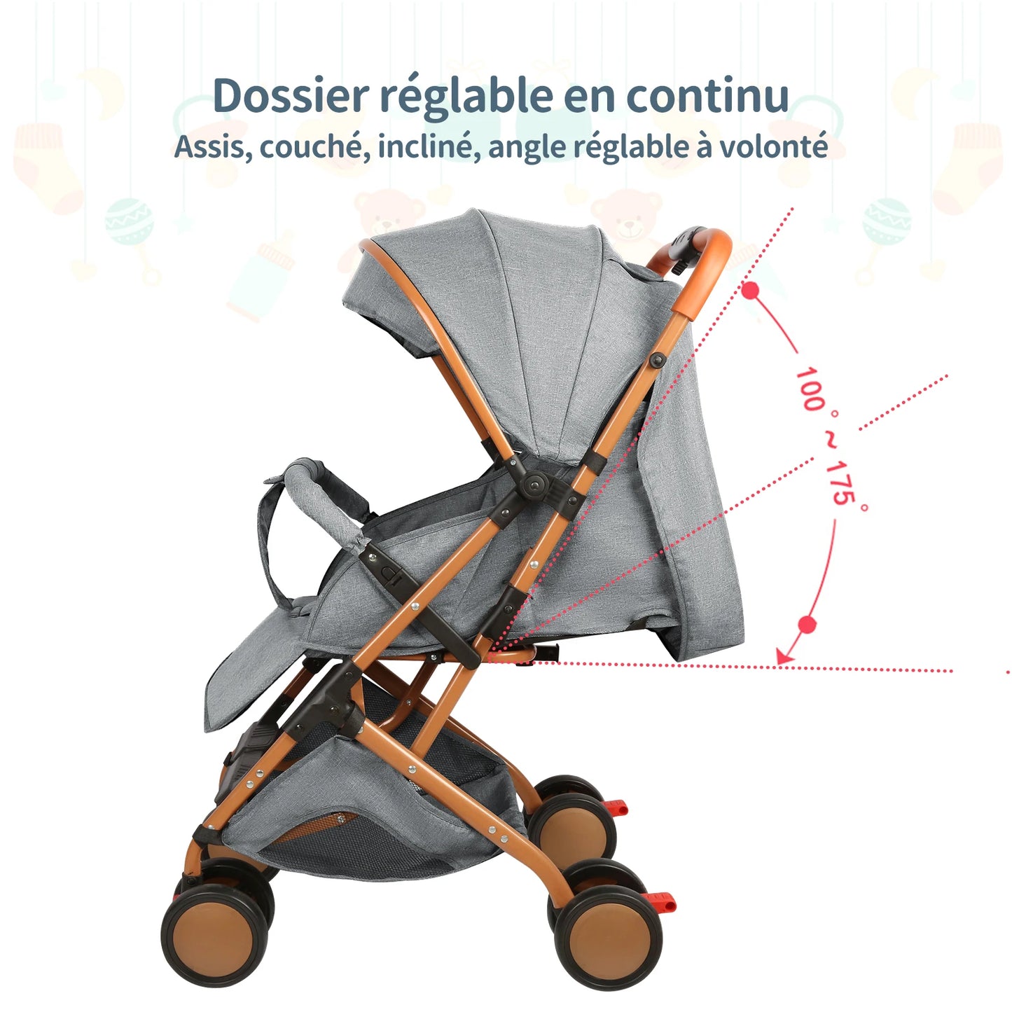 Poussette trolley 20kg 4 roues avec moustiquaire