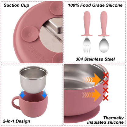 Set repas bébé en silicone – pratique et sûr