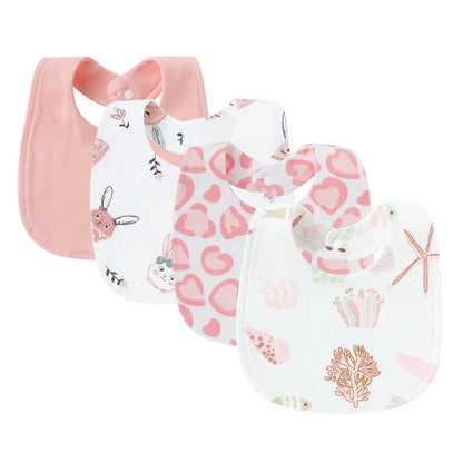 Set 4 bavoirs coton cartoon – serviettes salive bébé