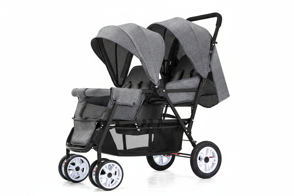 Poussette double siège tandem pliable – stock EU