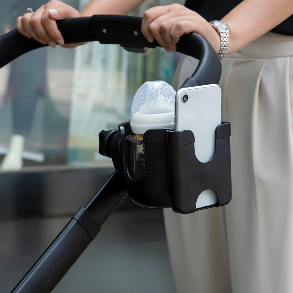 Support café et téléphone pour poussette universel