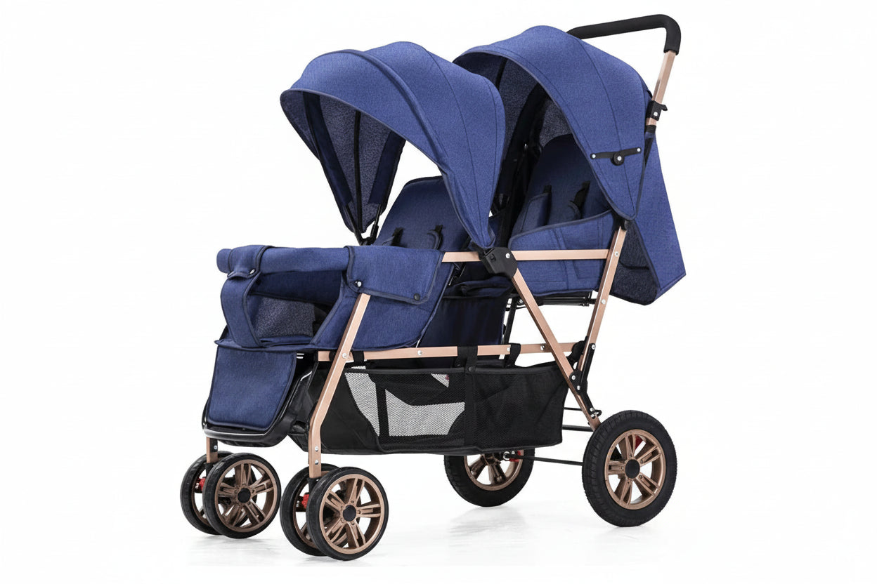 Poussette double siège tandem pliable – stock EU