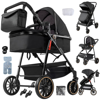 Poussette 3-en-1 roues EVA dossier ajustable 135-180°