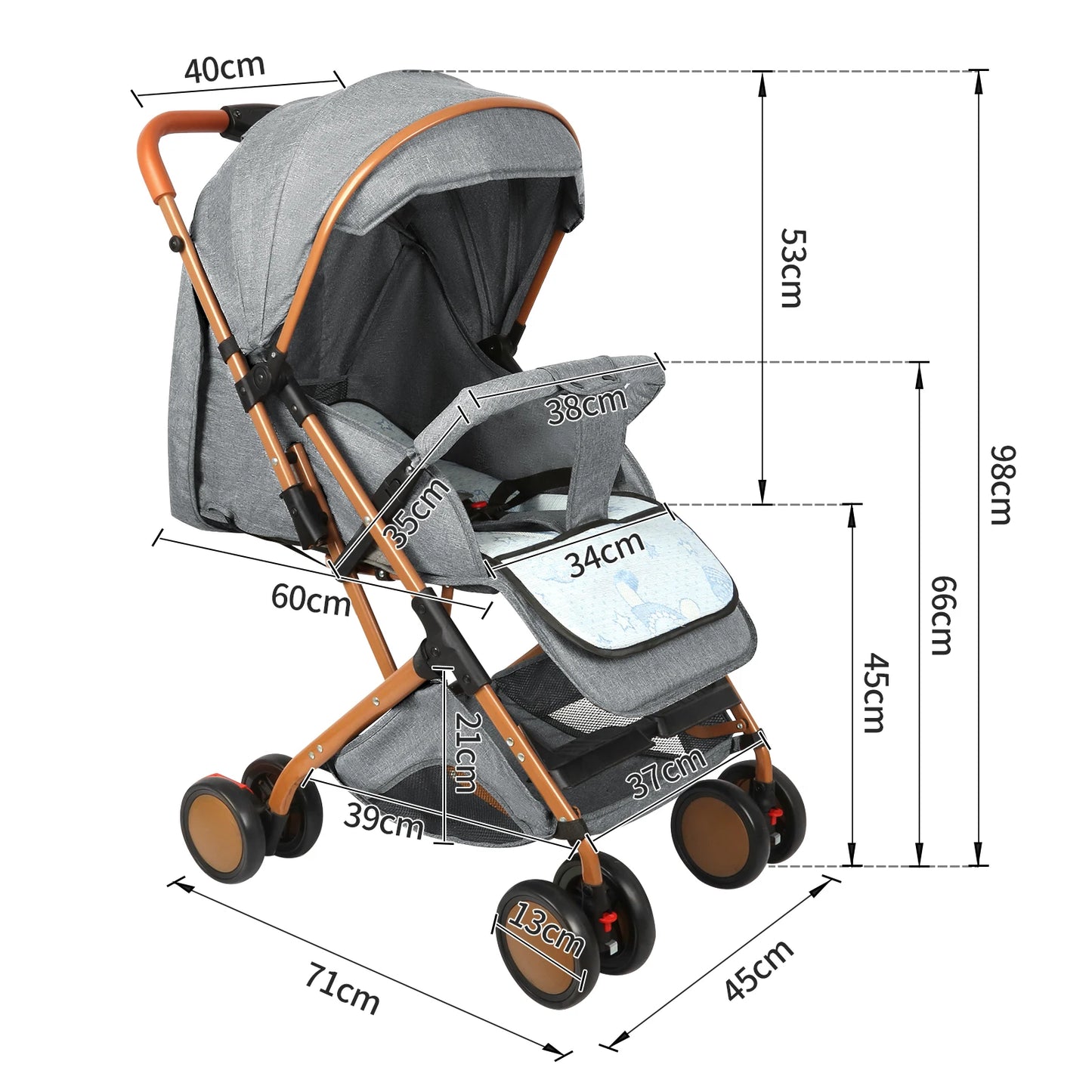 Poussette trolley 20kg 4 roues avec moustiquaire