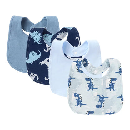 Set 4 bavoirs coton cartoon – serviettes salive bébé