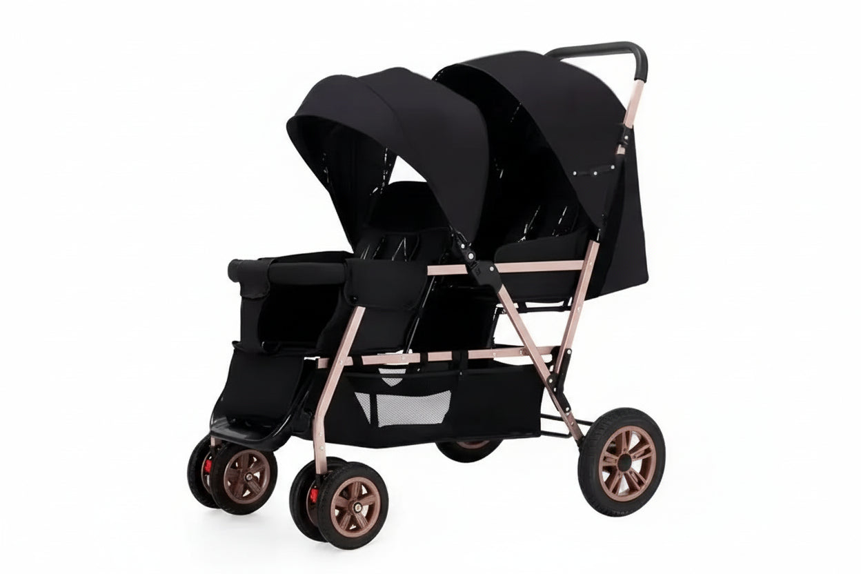 Poussette double siège tandem pliable – stock EU