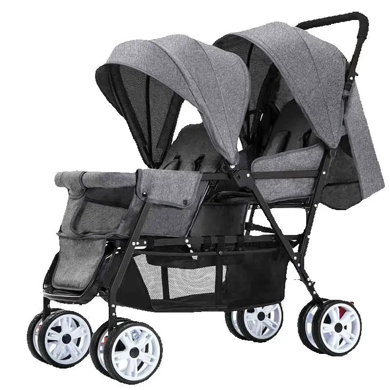 Poussette double siège tandem pliable – stock EU