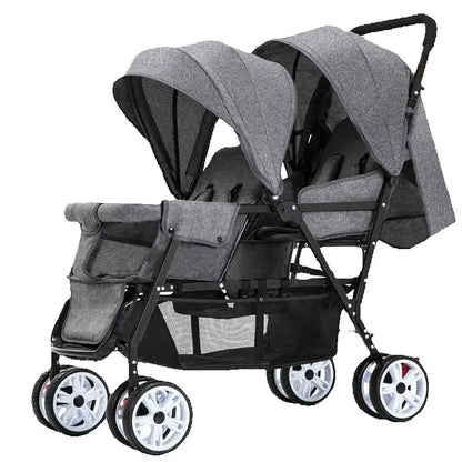 Poussette double siège tandem pliable – stock EU