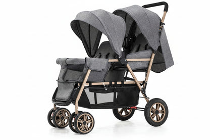 Poussette double siège tandem pliable – stock EU