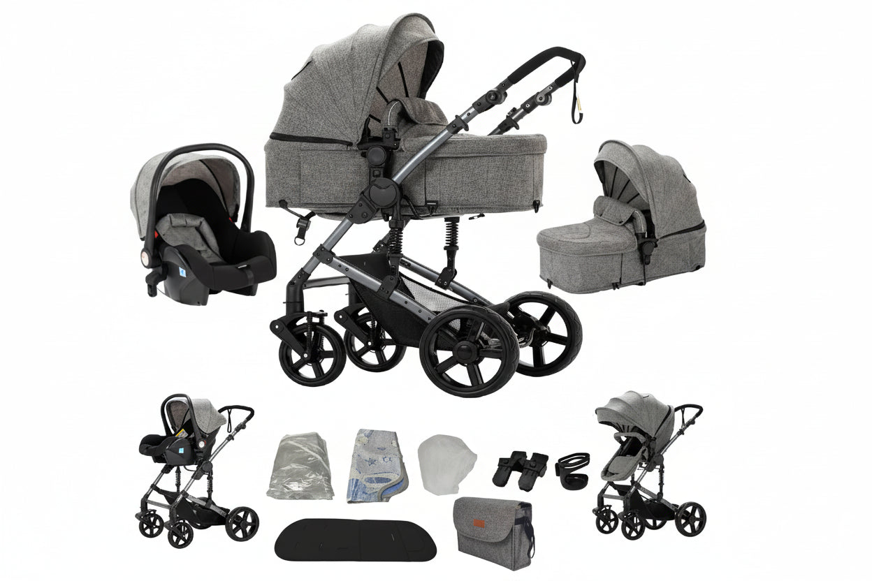 Poussette 3-en-1 roues EVA dossier ajustable 135-180°