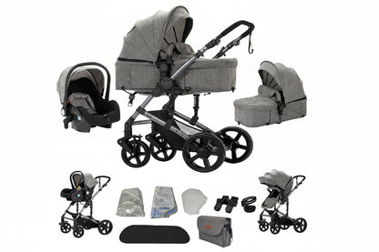 Poussette 3-en-1 roues EVA dossier ajustable 135-180°