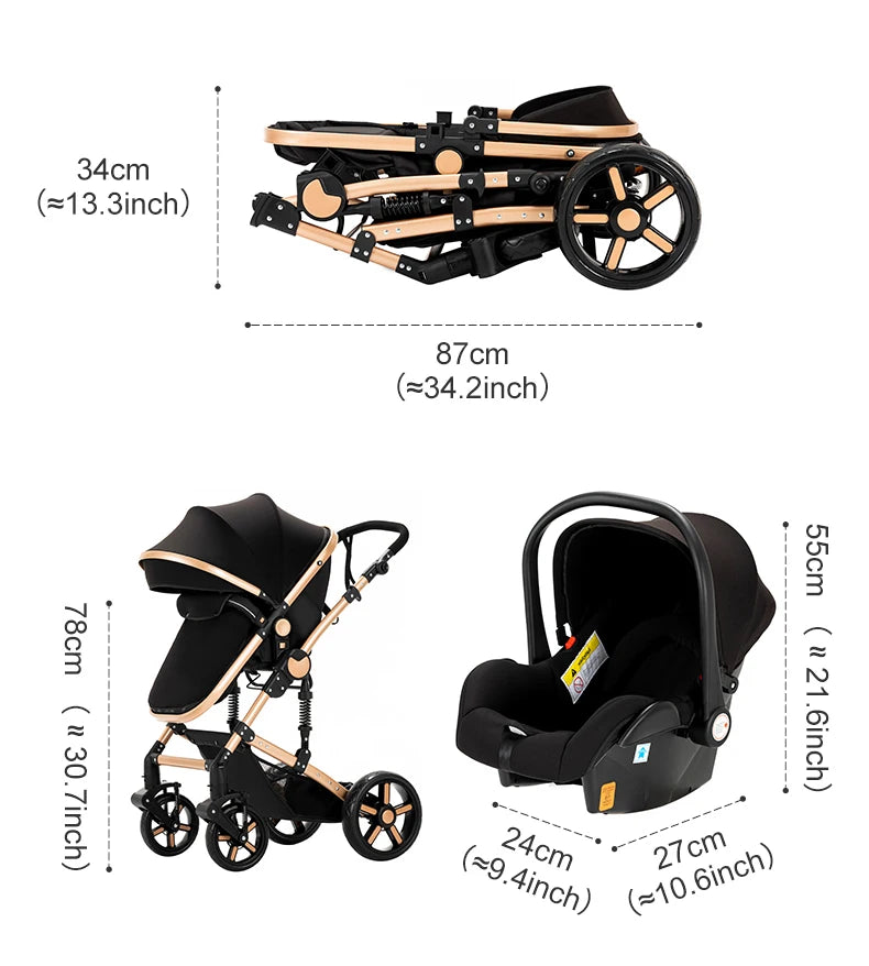 Poussette 3-en-1 roues EVA dossier ajustable 135-180°