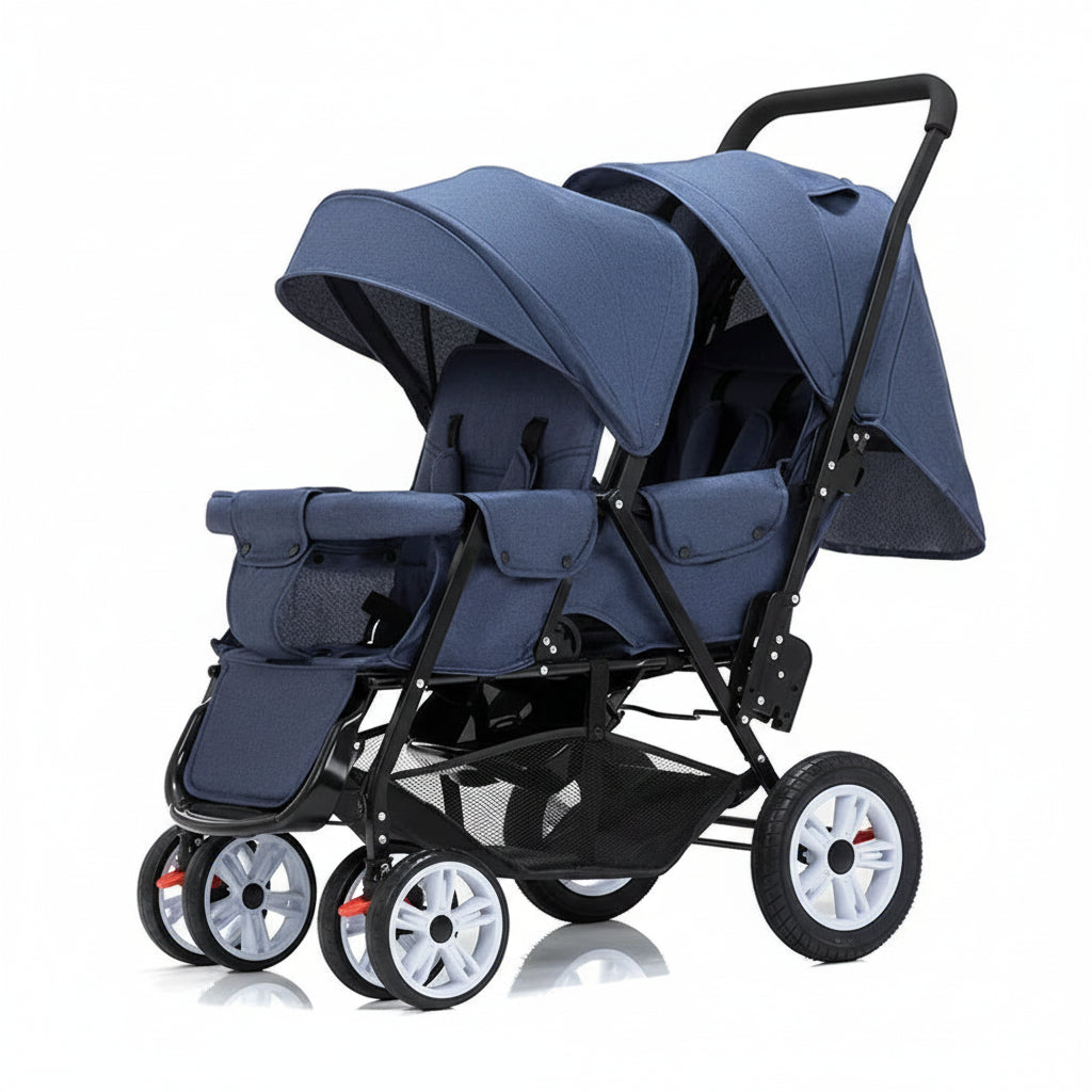 Poussette double siège tandem pliable – stock EU